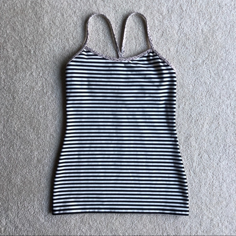 Lululemon Power Y Tank Black and White Stripe 6